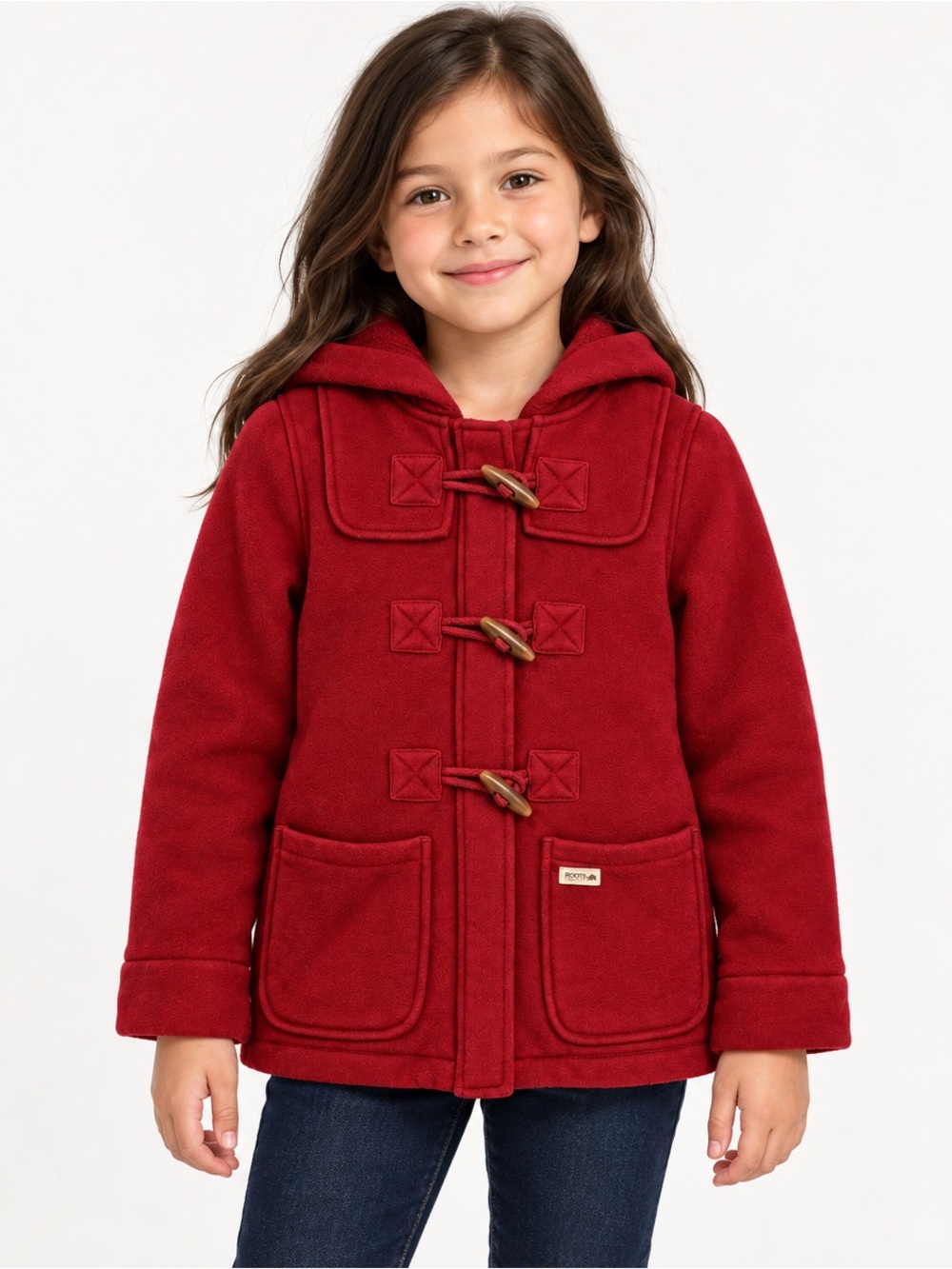 Roots Kids Maroon Red Toggle Hooded Zip Jacket Youth M 7-8